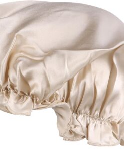 STOBAZA Bonnet de Nuit en Soie Kaki Taille L pour Dormir, Soins Capillaires | Circonférence 26 à 40cm, Usage Maquillage, 1 Pièce, Porté Toute L’année