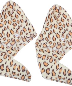 VALICLUD Lot de 2 Bonnets de Séchage en Microfibre Épaisse 2 Pcs Motif Léopard Beige Absorbants pour Femmes Soins Capillaires Après Bain et Bain Rapide