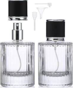 Segbeauty Lot de 2 flacons de parfum rechargeables de voyage - Vaporisateur de Cologne - 50 ml - Vide - Vaporisateur vintage en verre - Pour articles de toilette - Pour distribuer de la frange