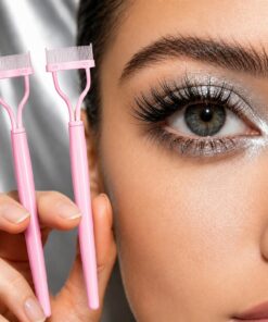 Lot de 2 peignes à cils en métal avec long manche - Outil de toilettage pour maquillage quotidien