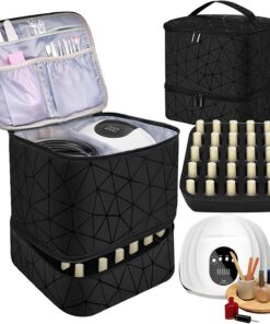 Organisateur et rangement pour vernis à ongles, étui de rangement pour | vernis à ongles, sac de transport à 2 avec étui de séchage à ongles, peut contenir 30 bouteilles de vernis à ongles