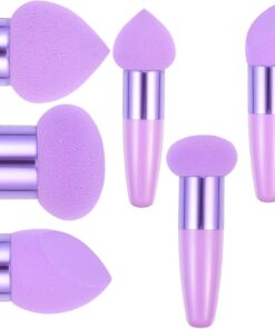 OUNONA 3 Pièces Éponges Maquillage Forme de Cœur Manche Ergonomique, Accessoires Cosmétiques pour Maquillage de Voyage et Application Précise