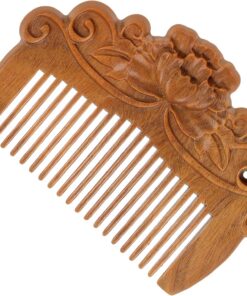 Gatuida Peigne Bois Sculpté pour Coiffure Peigne Miniature Élégant Bois avec Motif Relief Outil de Soins Capillaires Pratique et Portable