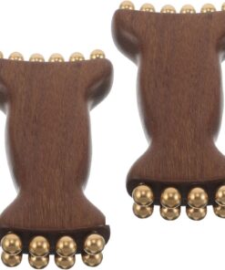 Healvian Outil de Massage Facial pour Massage Apaisant et Soulagement de Tension en Bois de Santal Vert Rouleaux Doubles à Billes pour Spa et Voyage