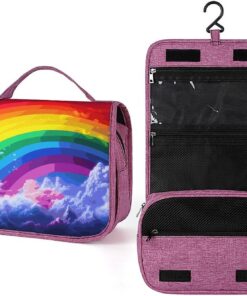 Trousse de toilette arc-en-ciel pour homme et femme, trousse de maquillage portable à crochet de suspension, trousse de maquillage pour accessoires, shampooing, conteneur pleine grandeur