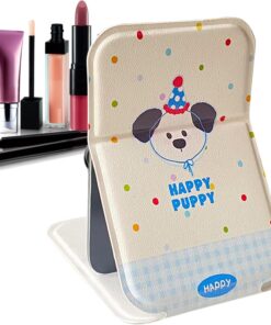 Générique Glace De Voyage Lumineuse - Miroir de Maquillage Repliable avec Éclairage,Accessoire Maison et Voyage pour Femmes Sac à Dos Bureau Chambre Valise