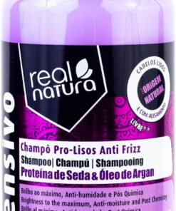 Real Natura - Shampoing Sans Sel Pro-Lisos Anti-Frizz Argan - Lissage et Hydratation - 500 ml - Anti-Frisottis et Brillance