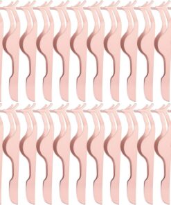 Lot de 24 pinces à épiler en acier inoxydable pour faux cils - Pour application et retrait de maquillage - Or rose
