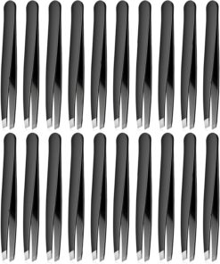 Lot de 24 pinces à épiler de précision en acier inoxydable pour sourcils, poils incarnés, poils du visage, points noirs et extensions de cils