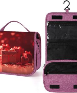 Trousse de toilette rouge pour homme et femme, trousse de maquillage portable à crochet de suspension, trousse de maquillage pour accessoires, shampooing, conteneur pleine grandeur, articles