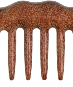 VOSAREA Peigne en Bois Naturel Design Portable en Bois Marron à Dents Larges et Massage du Cuir Chevelu pour Cheveux Bouclés pour Soins Capillaires à Domicile