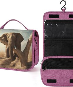 Trousse de toilette éléphant au repos pour homme et femme, crochet de suspension portable, trousse de maquillage, trousse de maquillage pour accessoires, shampooing, conteneur pleine grandeur