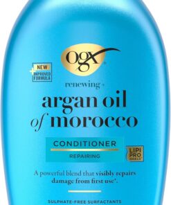 OGX Argan Oil of Morocco Après-shampoing régénérant 385 ml Répare les dommages capillaires visibles dès la première application, après-shampoing à l'huile d'argan pour cheveux abîmés