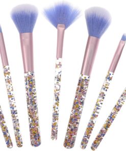 Kit Pinceaux Maquillage 7 Pièces, Manche Bleu Compact et Portable | Poils Nylon, Structure Métal et Plastique, Format Facile à Transporter, Ensemble Complet de 7 Outils