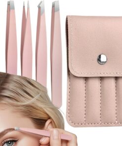 Pince à extensions de cils Embout biseauté de précision antidérapant | Outil de beauté pour extensions de cils pour poils du visage et incarnés, maison, salon, , artistes, femmes et