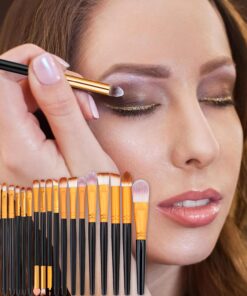Lot de 20 pinceaux de maquillage professionnels pour fond de teint, blush, fard à paupières et contour, pinceaux synthétiques haute densité avec accessoires