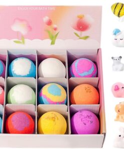Bubble Bath Balls, 12-Piece Relaxing Body Cleanser, 12 Bubble Bath Fizzies with Toys, for Spa, Home, Travel, Hotel, Relaxation