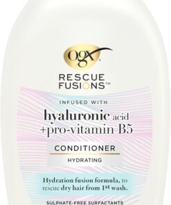 OGX Rescue Fusions Conditioner (385 ml) Traitement capillaire hydratant avec acide hyaluronique et provitamine B5, revitalisant pour cheveux abîmés, formule sans sulfate