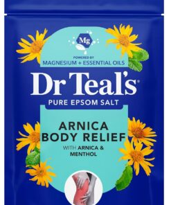 Dr Teal's Arnica Body Relief Epsom Salt Magnesium Soak avec menthol et huiles essentielles, récupération musculaire, 1,4 kg