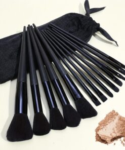 Lot de 13 pinceaux de maquillage pour fond de teint, poudre, anti-cernes, blush, outils de beauté, poils duveteux avec pochette de voyage pour débutants