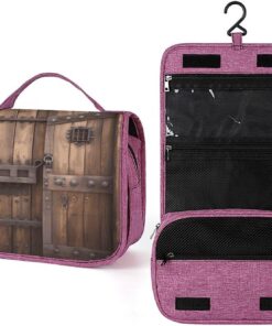 Trousse de toilette rustique avec porte en bois pour homme et femme, crochet de suspension portable, trousse de maquillage, trousse de maquillage pour accessoires, shampooing, conteneur