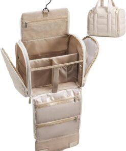 BAGSMART Trousse de toilette pour femme avec crochet de suspension, trousse de maquillage gonflée résistante à l'eau pour accessoires, shampooing, conteneur pleine grandeur, articles de toilette