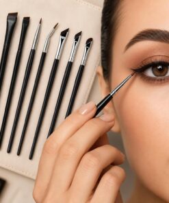 Lot de 7 applicateurs de maquillage pour les yeux, pinceaux cosmétiques de précision, applicateurs fins pour sourcils et cils inférieurs, outils de maquillage biseautés à pointe fine, kit de