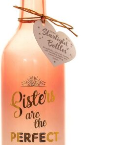 Boxer Gifts Bouteille lumineuse à LED « Sisters are The Perfect Best Friend » - Cadeau pour sœur - Corail doux