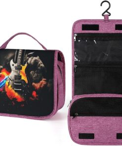 Trousse de toilette Rock Music pour homme et femme, trousse de maquillage portable à crochet de suspension, trousse de maquillage pour accessoires, shampooing, conteneur pleine grandeur