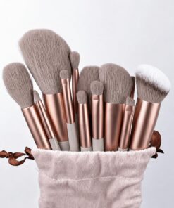 Lot de 13 pinceaux de maquillage professionnels doux et moelleux pour fond de teint, poudre, fard à paupières, pinceau de maquillage Kabuki, outil de beauté avec sac de maquillage, éponge de