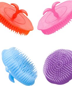 Healvian Lot de 4 Brosses à Shampoing pour Cheveux en Pe, Massage du Cuir Chevelu Manuelle, Ne Blesse Pas le Cuir Chevelu, pour Soins Capillaires Couleur Aléatoire