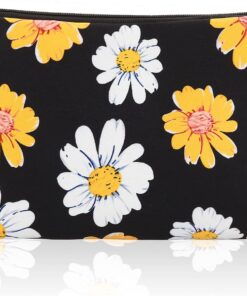 Mini Trousse de Maquillage avec Motif Tournesol Jaune Trousse de Toilette Portable Petite Trousse de Rangement à Fermeture éclair Trousse de Toilette Mignonne Motif Fleurs Jaune Organiseur de Sac