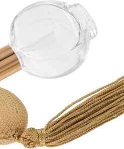 Toyvian Atomiseur de Parfum Vintage en Verre avec Tête de Pulvérisation et Pompon, Flacon Vaporisateur Plat Rond Portable pour Outils de Maquillage et Déplacements