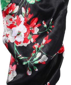 Artibetter Bonnet de Nuit Large Bande Élastique Long en Satin Noir pour Femmes Bonnet de Soin Capillaire Respirant pour Cheveux Naturels et Queue de Cheval