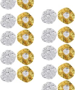 Ciieeo Lot de 20 Bonnets en Aluminium Réutilisables pour Soin Capillaire, Facile à Nettoyer, Couleur Or et Argenté, pour Coloration et Permanente des Cheveux