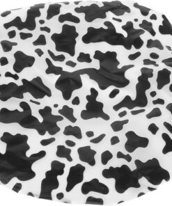 Bonnet de Soin Capillaire en Aluminium Doublé, Noir et Blanc, pour Femmes | Motif Vache, Étanche et Léger, Usage Salon et Bain, Protection Thermique les Dommages