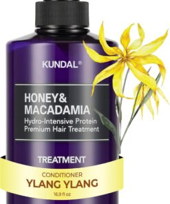 KUNDAL Après-shampoing naturel au miel et à la macadamia, soins capillaires coréens, hydratation profonde, parfum longue durée, avec miel, huile d'argan, huile de macadamia 500 ml (C. ylang-ylang)