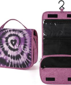 Trousse de toilette violette pour homme et femme, trousse de maquillage portable avec crochet de suspension, trousse de maquillage pour accessoires, shampooing, conteneur pleine grandeur
