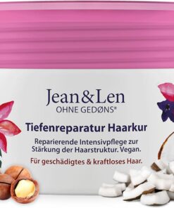 Jean & Len Masque réparation intense Huile de Coco & Macadamia, 250ml | Pour cheveux très abîmés, lutte contre la casse, parfum coco & macadamia, sans parabènes ni silicones