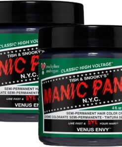 MANIC PANIC Venus Envy Lot de 2 teintures capillaires classiques haute tension, semi-permanentes, vert foncé, pour cheveux foncés et clairs, végétaliens, sans PPD et sans ammoniaque