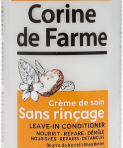 Corine de Farme Crème Soin Sans Rinçage Karité Cheveux Abîmés 200ml | Nourrit, Répare & Démêle - Beurre De Karité - Sans Silicone - Sans Rinçage