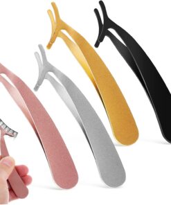 Pince Applicateur de Faux Cils en Acier Inoxydable, 4 Pièces | Outil Portable pour Maquillage, Maintien Précis des Extensions, Format Compact pour Trousse