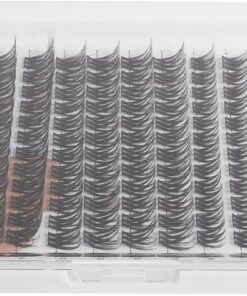 Kit Faux Cils Bouquet Noir en Fibre, 12 Rangées, 1 Boîte | Touffes Recourbées, Outil Pratique Inclus, Pose Facile, Retrait Doux, Rendu Réaliste et Élégant