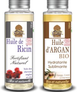 Soin Duo Cheveux Sublime - Huile D'Argan & Huile de Ricin - Croissance et brillance du cheveu - 200ml