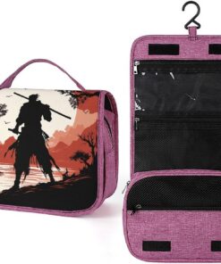 Samurai Trousse de toilette pour homme et femme, crochet de suspension portable, trousse de maquillage, trousse de maquillage pour accessoires, shampooing, conteneur pleine grandeur, articles