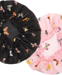 Ciieeo Doux Satin et Bonnet Nuit pour Pièces Véritable 2 Cheveux en Garde Élastique Protège les Frisottis L'oreiller Propre Longs Soins Capillaires Salon