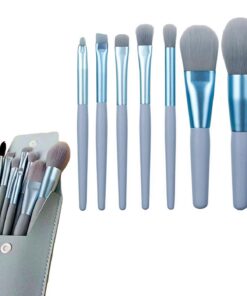 Lot de 8 pinceaux de maquillage avec trousse de maquillage, pinceaux synthétiques doux pour fond de teint, poudre, fard à paupières, anti-cernes, surligneur, kit de beauté adapté aux débutants, cadeau