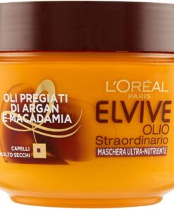 Elvive L'Oréal Paris Elvive Masque nourrissant pour cheveux secs ou éteints Huile Extraordinaire 300 ml Lot de 3 x 300 ml [900 ml]