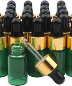 Ellbest Lot de 30 mini flacons compte-gouttes en verre pour huile essentielle, flacon vide, réutilisable, rechargeable, flacon échantillon de parfum, flacon en verre (bouchon noir)