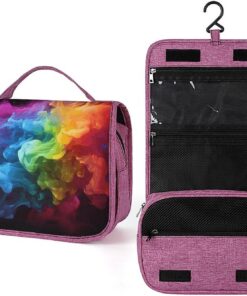 Trousse de toilette fumée arc-en-ciel pour homme et femme, trousse de maquillage portable à crochet de suspension, trousse de maquillage pour accessoires, shampooing, conteneur pleine